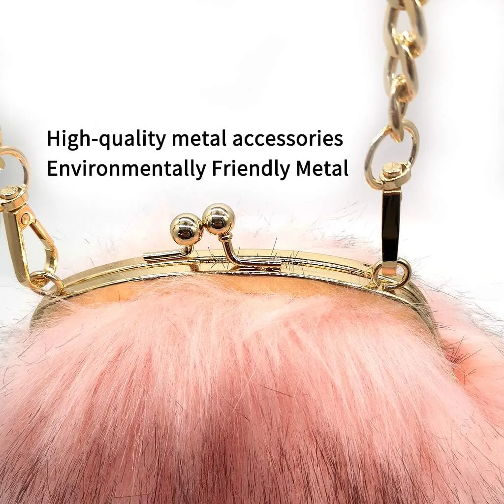 FHQHTH Faux Fur Purse Fashion Clutch Handbag Shoulder Vintage Evening Bags for Women
