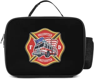 Firefighting Truck Insulated Lunch Bag Cooler Bag Portable Waterproof Lunch Box Adjustable Handbag Meal Tote with Handle