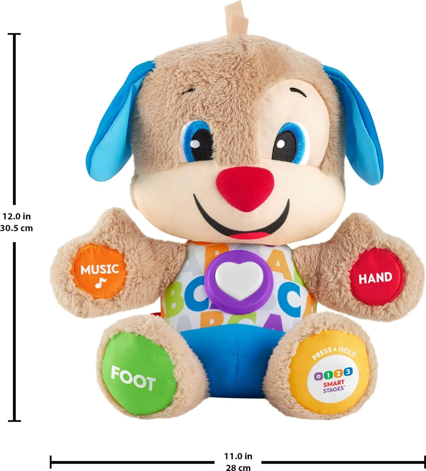 Fisher-Price Baby & Toddler Toy Laugh & Learn Smart Stages Puppy Musical Plush with Lights & Phrases for Infants Ages 6  Months