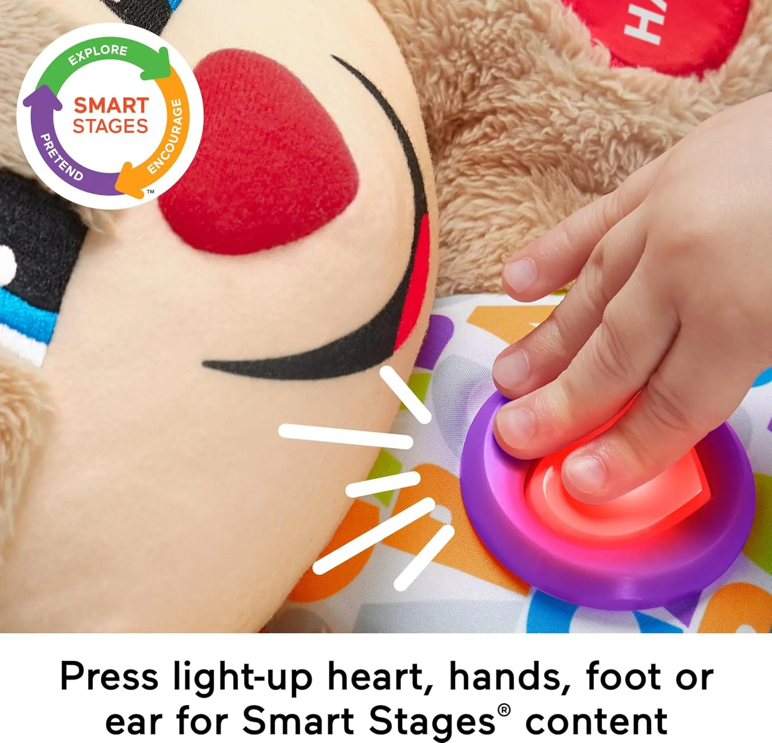 Fisher-Price Baby & Toddler Toy Laugh & Learn Smart Stages Puppy Musical Plush with Lights & Phrases for Infants Ages 6  Months
