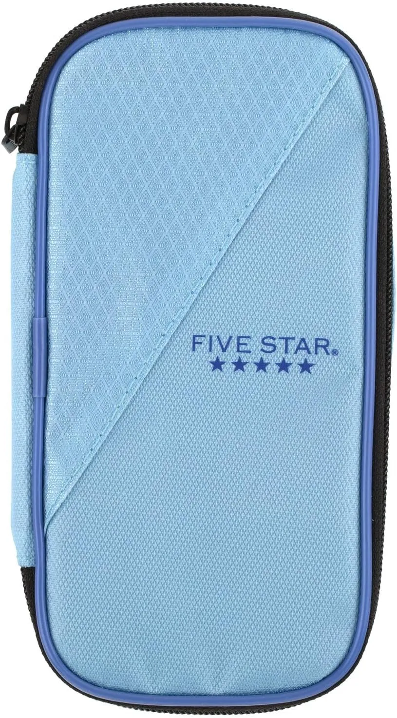 Five Star Pencil Pouch, Pen Case, High-Capacity Zipper Pouch, Storage Organizer for School Supplies Earbuds Chargers Cables Makeup, Blue/Denim (500212F-ECM)