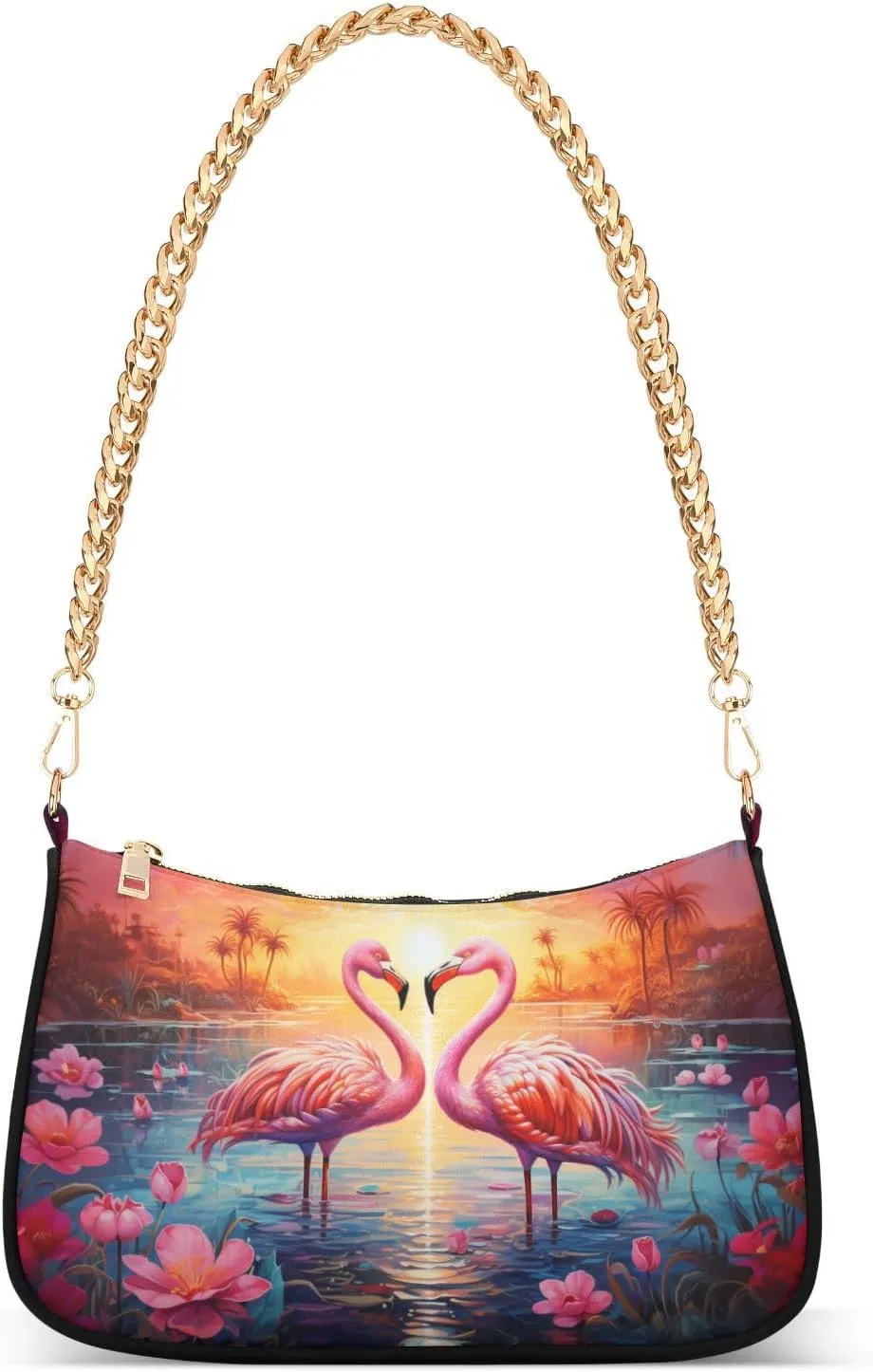 Flamingos in Lotus Pond Crossbody Bags for Women Tote Bag Women's Shoulder Handbags Clutch Purses for Women
