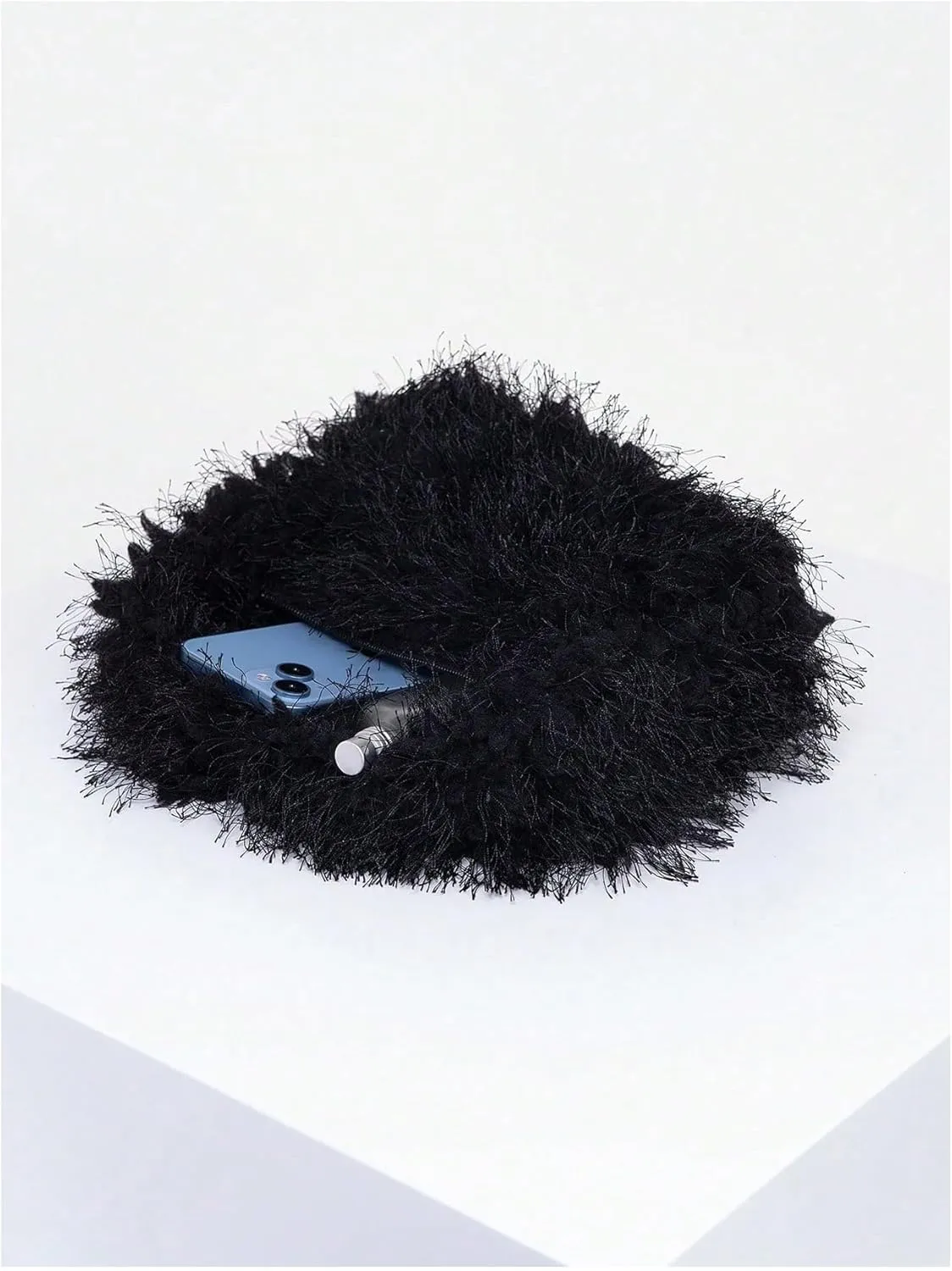 Floerns Women's Faux Fur Handbag Clutch Purse Fuzzy Winter Cute Plush Square Bag