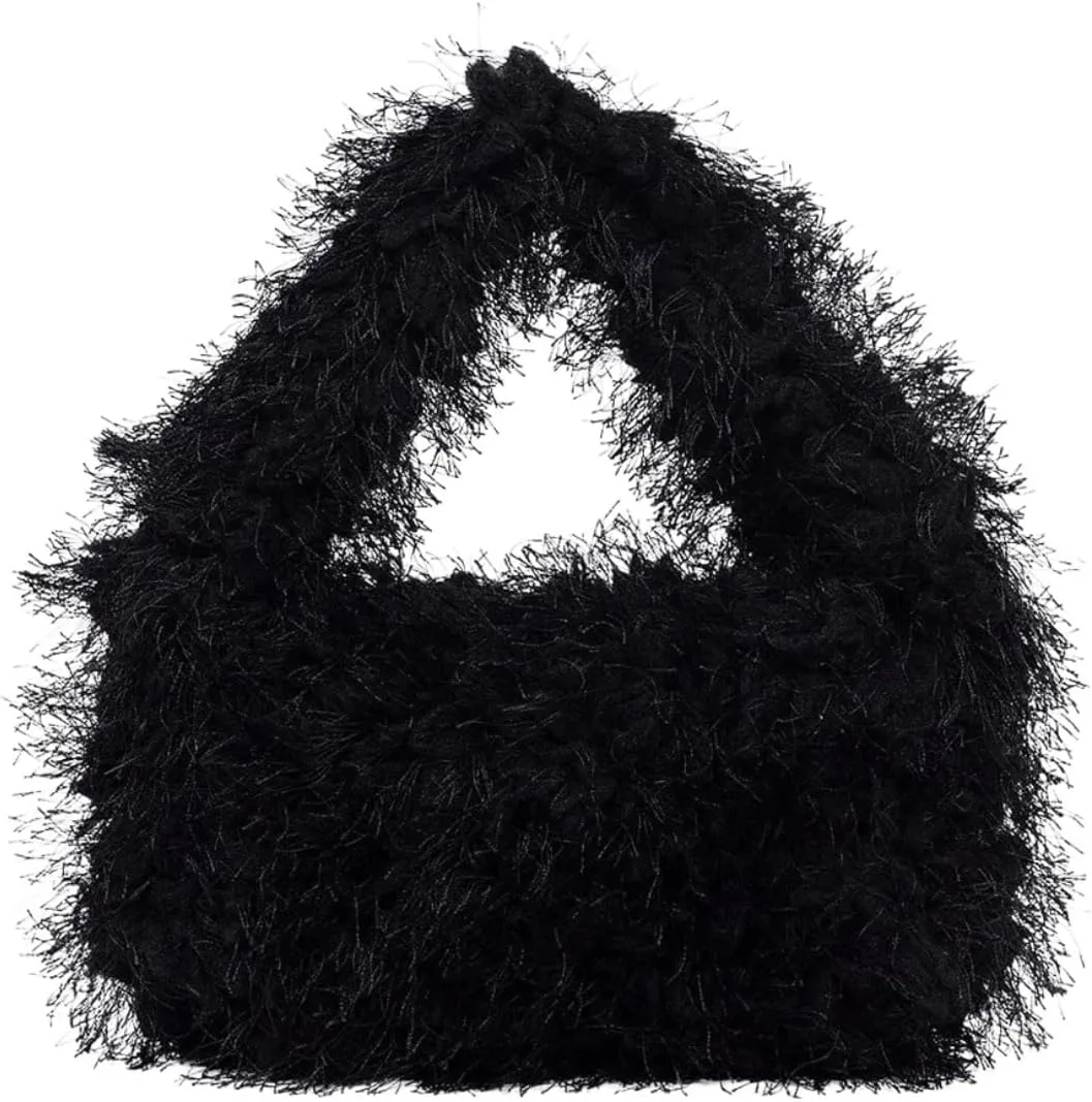 Floerns Women's Faux Fur Handbag Clutch Purse Fuzzy Winter Cute Plush Square Bag