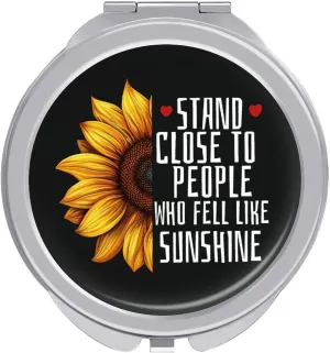 Flower Sunflower Compact Mirror Pocket Mirror Small Mirror for Purse Portable Mini Travel Makeup Mirror Folding Handheld Double-Sided Magnifying Compact Mirror for Women Gift