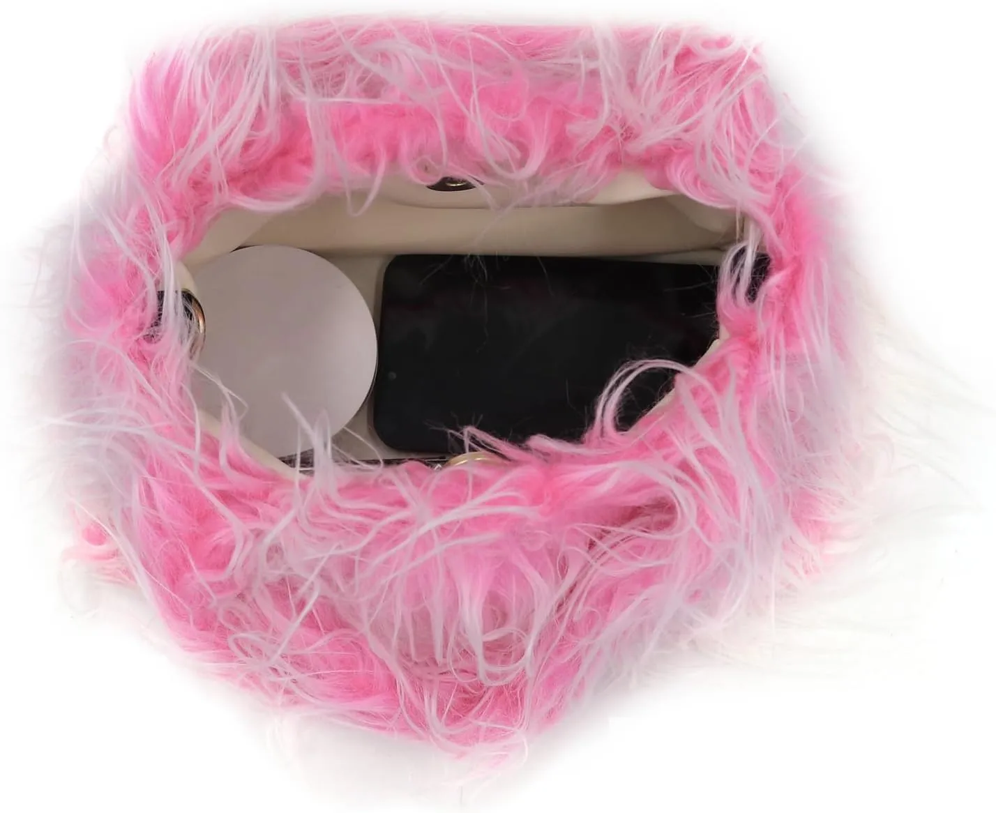 Fluffy Faux Fur Underarm Bag Fuzzy Shoulder Bag for Women Clutch Mini Plush Purse Cow Print Trendy Tote Handbag