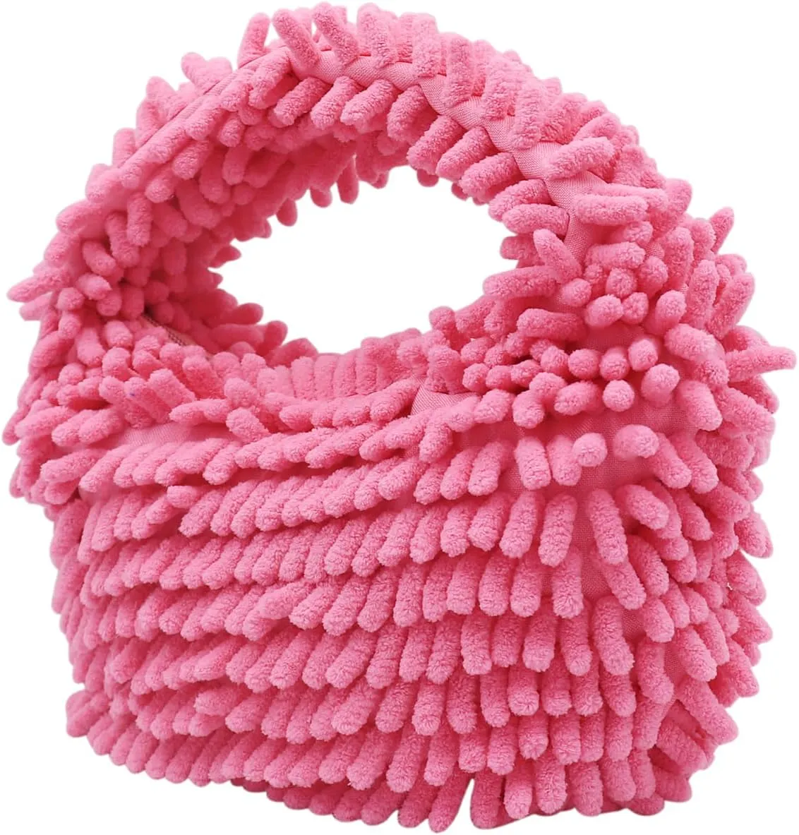 Fluffy Faux Fur Underarm Bag Fuzzy Shoulder Bag for Women Clutch Mini Plush Purse Cow Print Trendy Tote Handbag