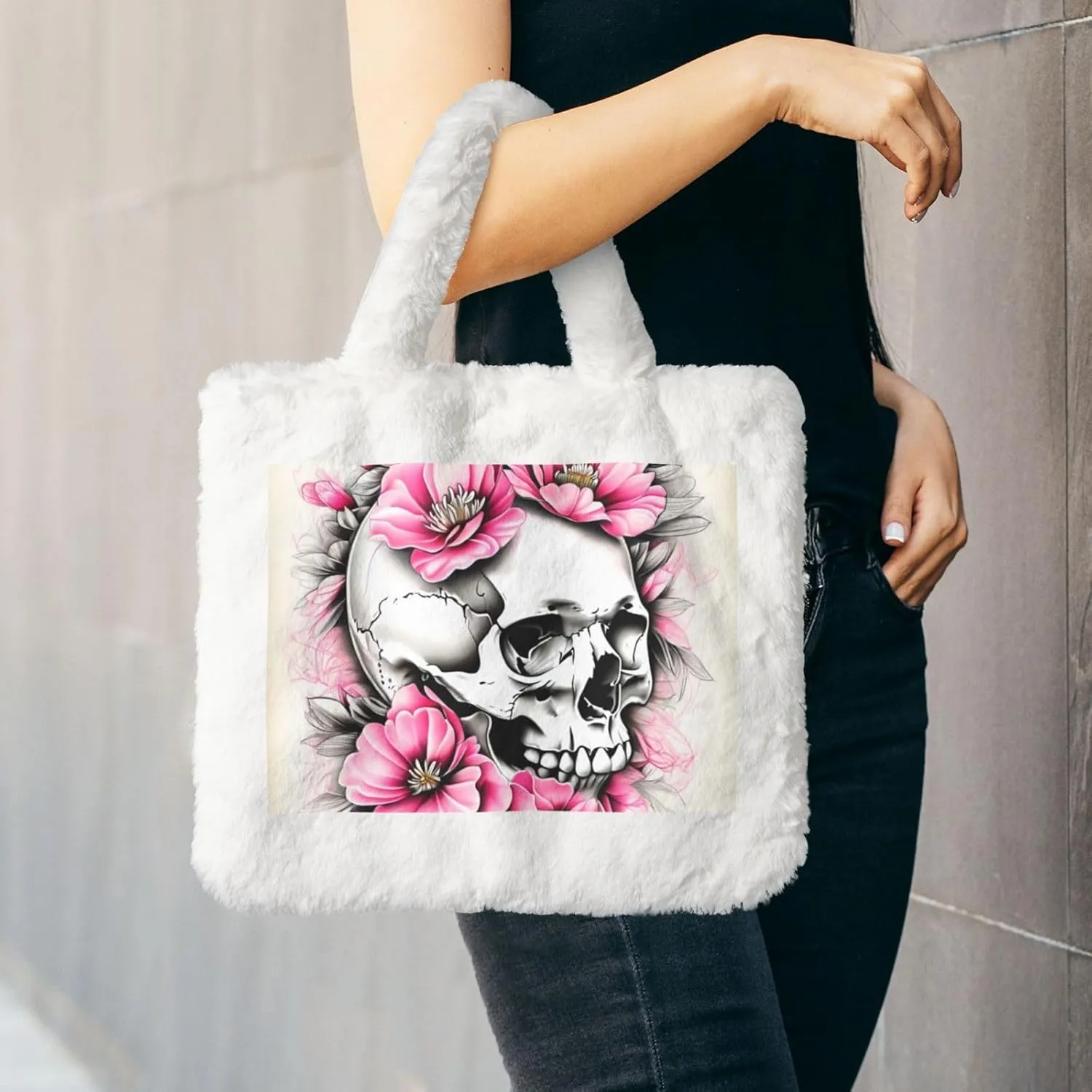 Fluffy Purses for Women Cute Fuzzy Tote Handbag Plush Shoulder Bag Faux Fur Clutch Bag