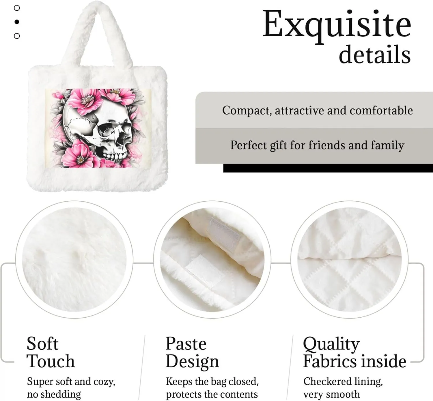 Fluffy Purses for Women Cute Fuzzy Tote Handbag Plush Shoulder Bag Faux Fur Clutch Bag