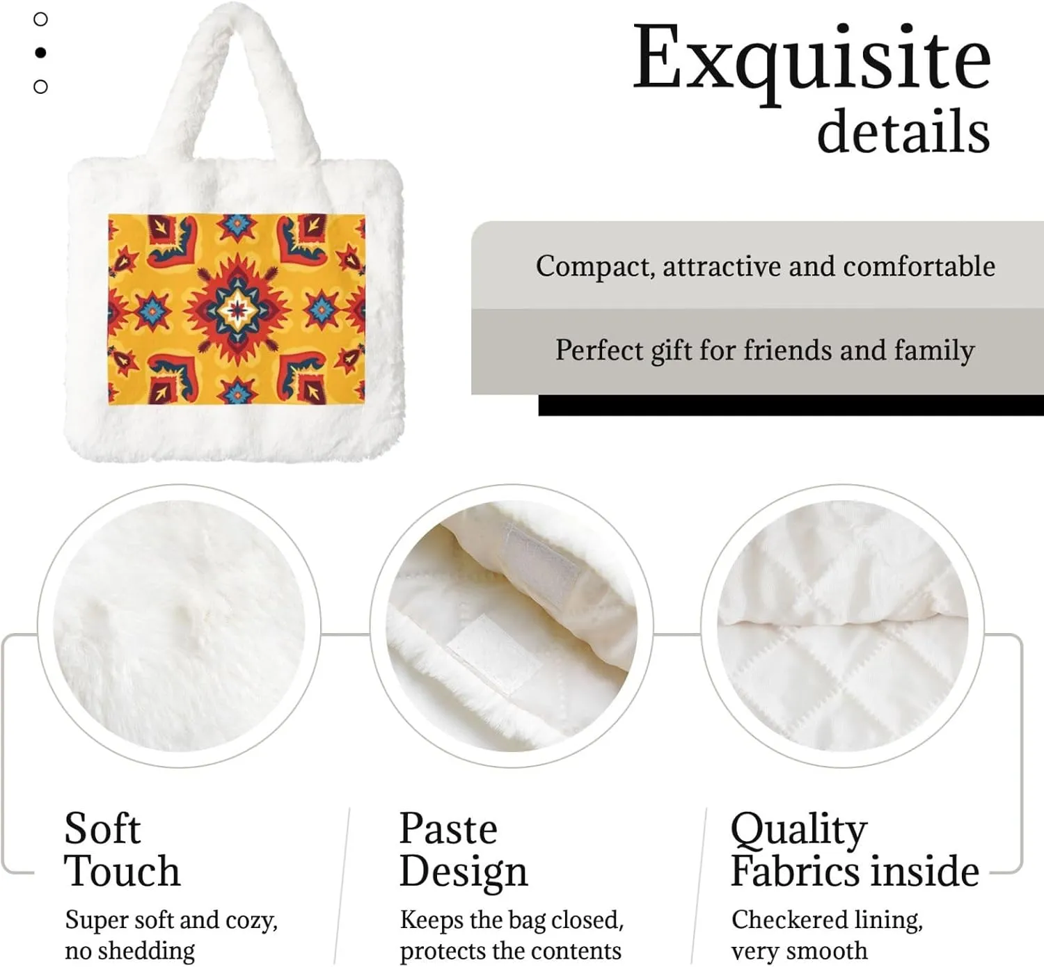 Fluffy Purses for Women Cute Fuzzy Tote Handbag Plush Shoulder Bag Faux Fur Clutch Bag
