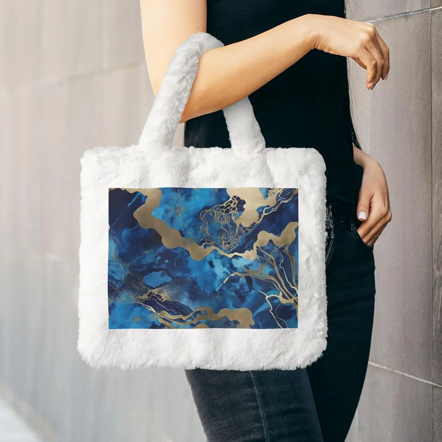 Fluffy Tote Bag for Women Plush Shoulder Purses Ladies Faux Fur Bag Top Handle Satchel Handbag Fall Winter
