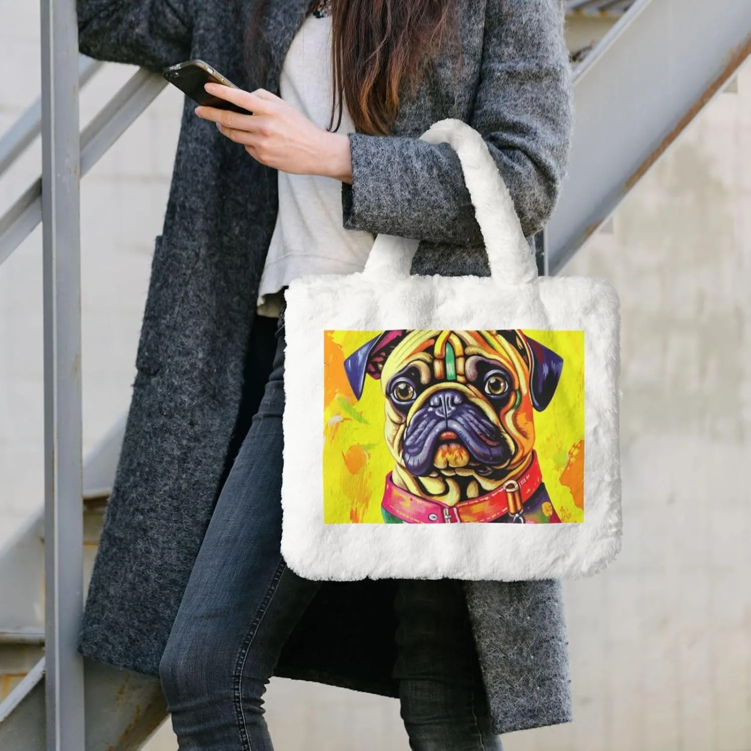Fluffy Tote Bag for Women Plush Shoulder Purses Ladies Faux Fur Bag Top Handle Satchel Handbag Fall Winter