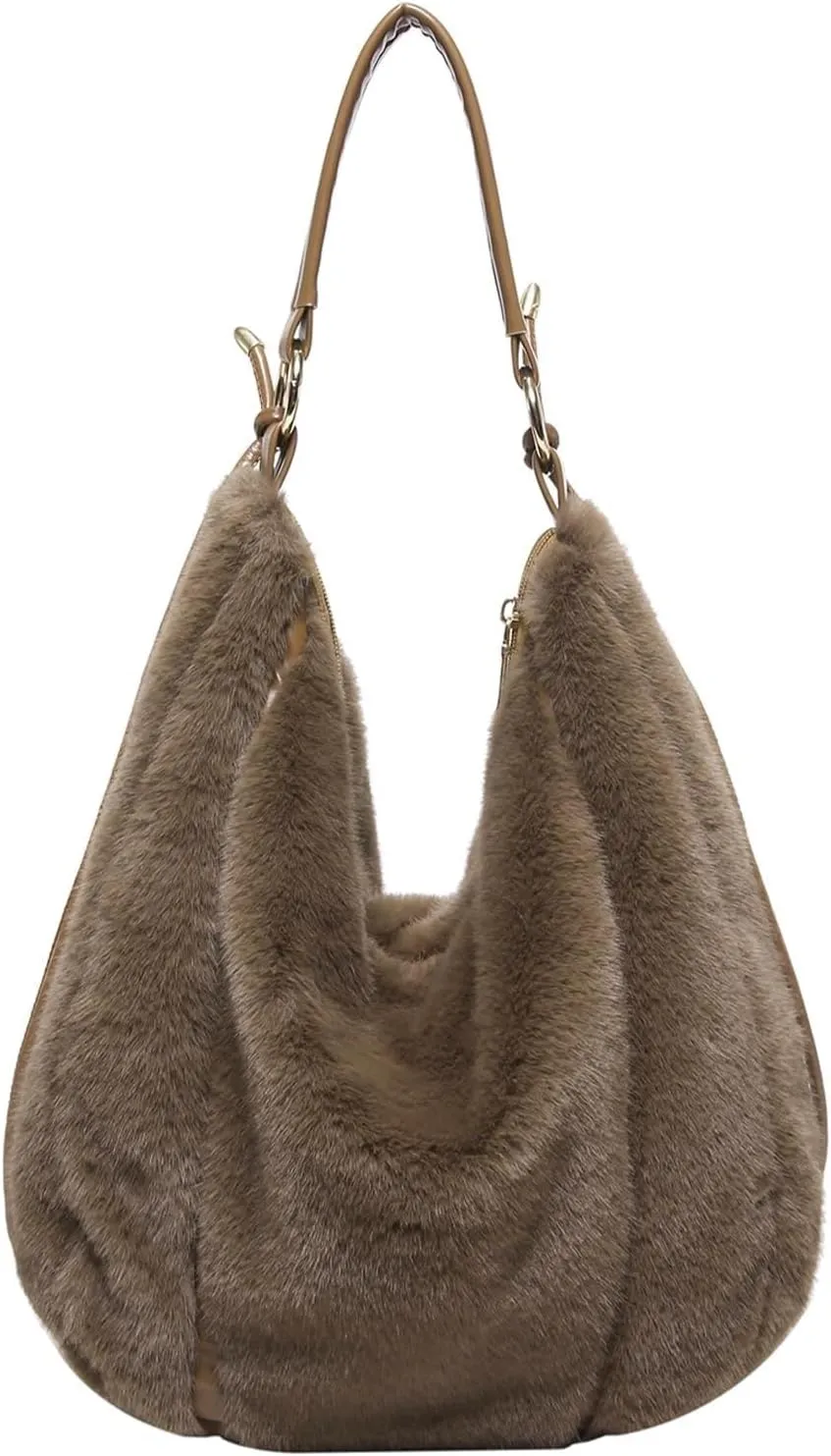 Fluffy Tote Bag, Winter Fuzzy Purses for Women Faux Fur Bag Soft Furry Shoulder Bag