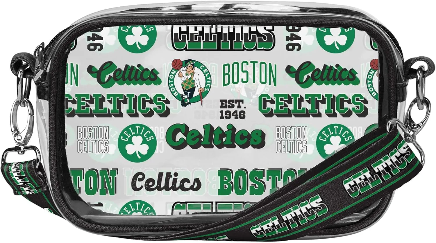 FOCO NBA Team Logo Stripe Clear Crossbody Bag, Retro Print
