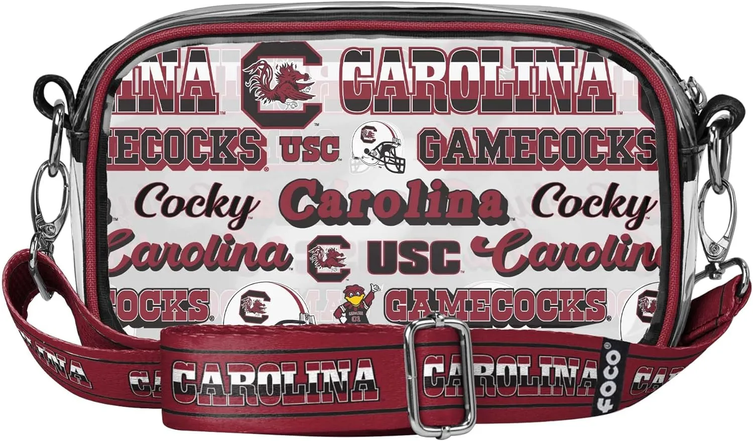 FOCO NCAA College Team Logo Stripe Clear Crossbody Bag