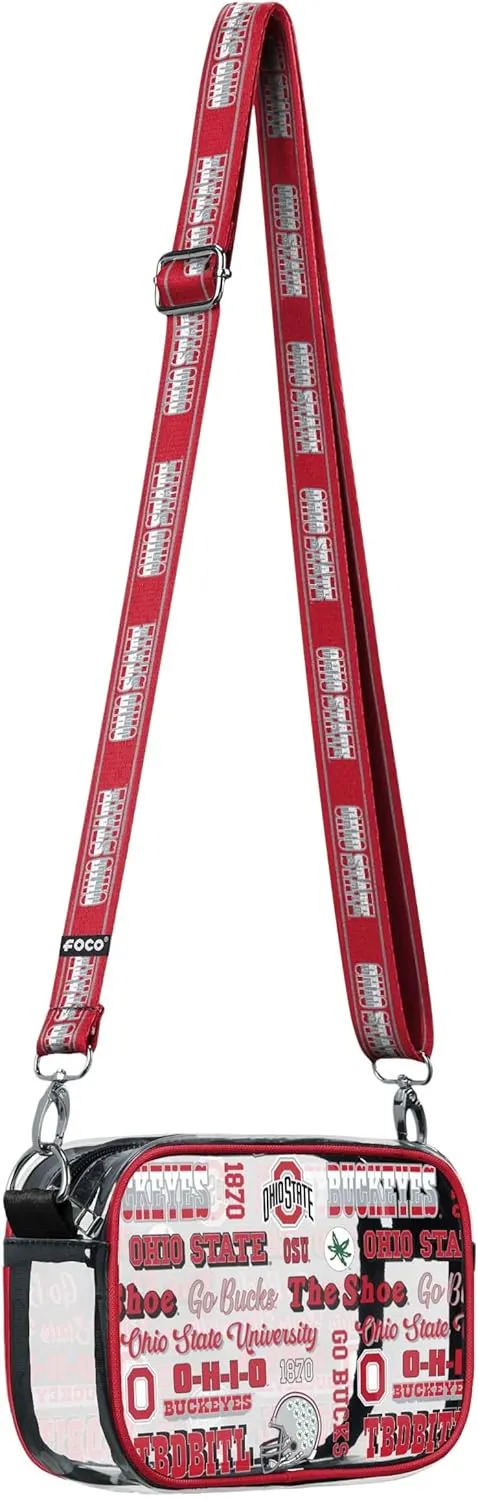 FOCO NCAA College Team Logo Stripe Clear Crossbody Bag