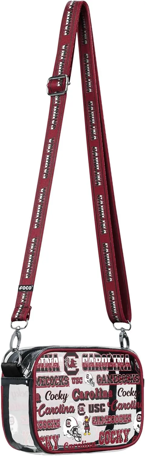 FOCO NCAA College Team Logo Stripe Clear Crossbody Bag
