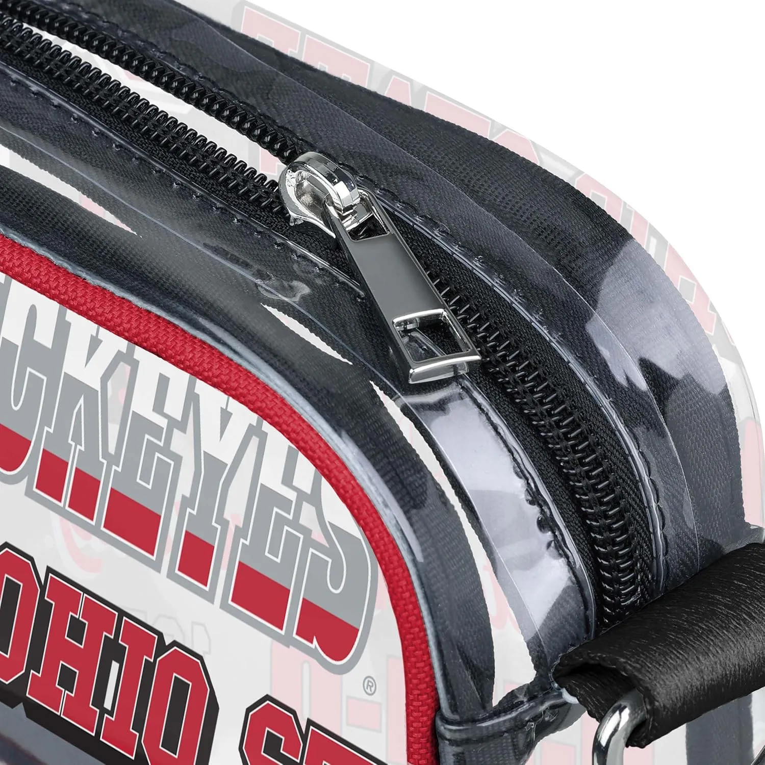 FOCO NCAA College Team Logo Stripe Clear Crossbody Bag