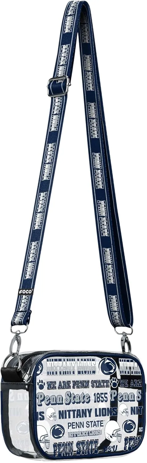FOCO NCAA College Team Logo Stripe Clear Crossbody Bag