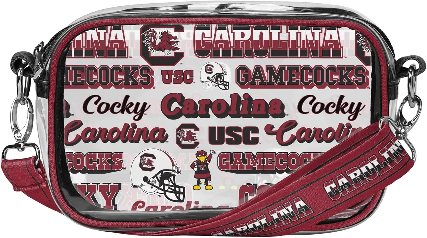 FOCO NCAA College Team Logo Stripe Clear Crossbody Bag