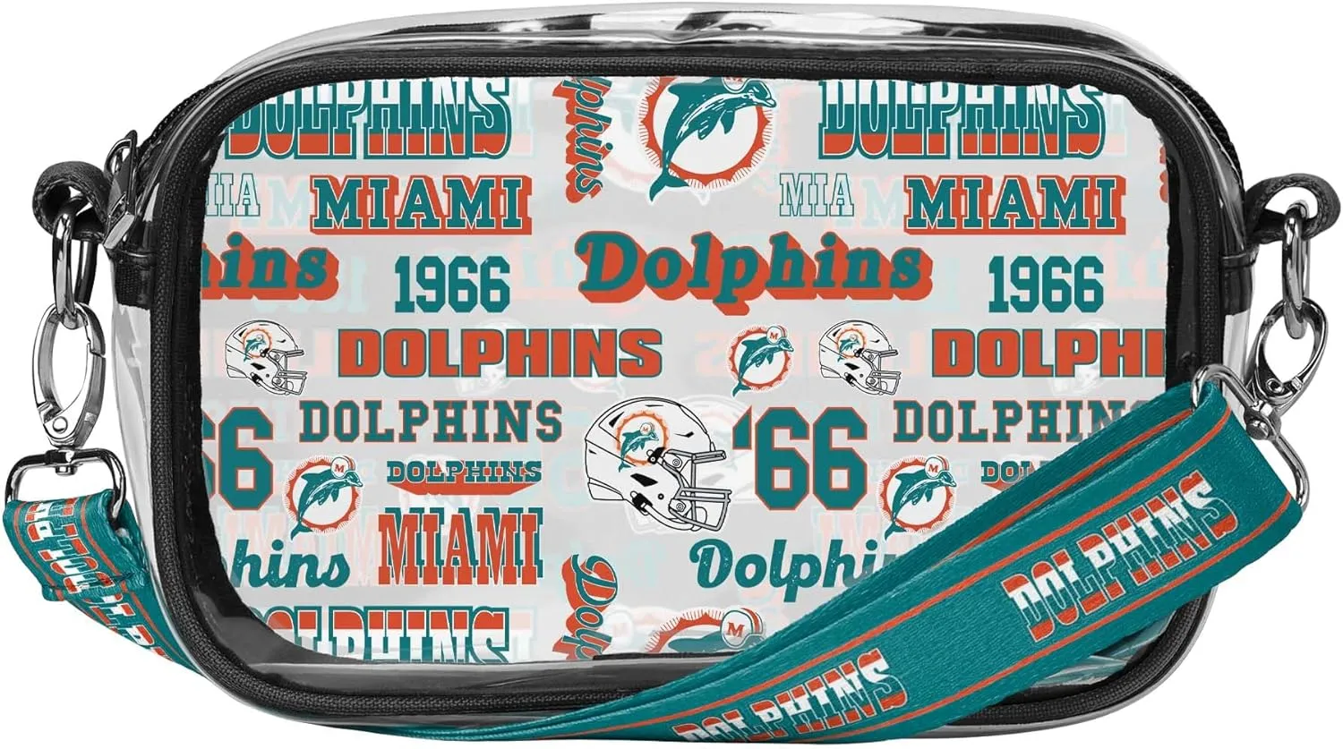 FOCO NFL Logo Retro Print Clear Crossbody Bag, Team Color