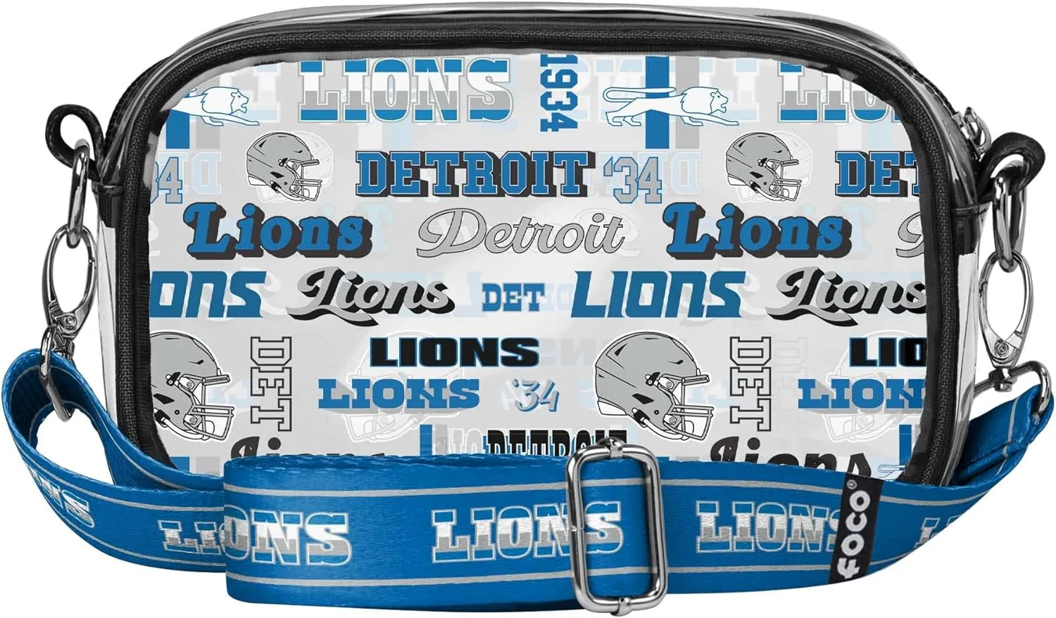 FOCO NFL Team Logo Retro Print Clear Crossbody Bag