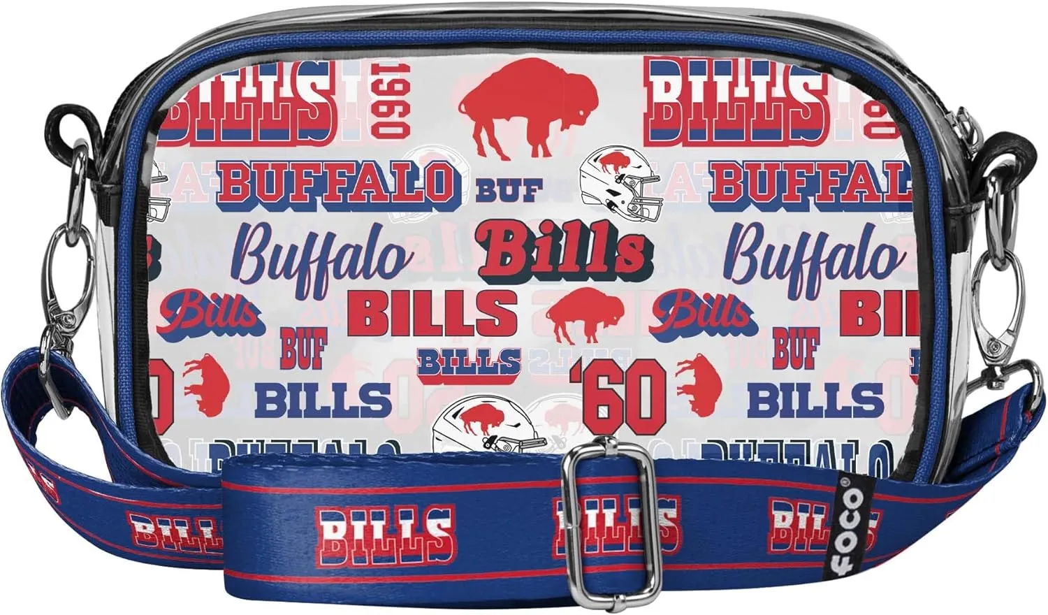 FOCO NFL Team Logo Retro Print Clear Crossbody Bag