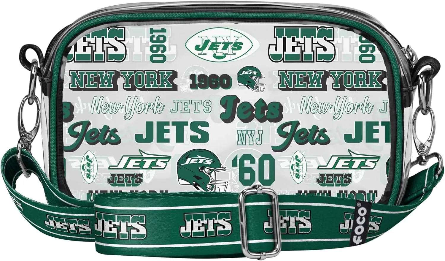 FOCO NFL Team Logo Retro Print Clear Crossbody Bag