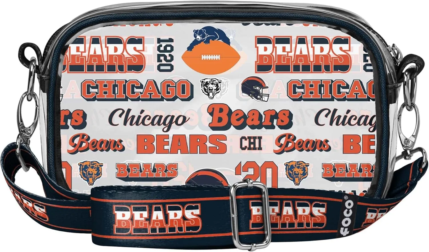 FOCO NFL Team Logo Retro Print Clear Crossbody Bag