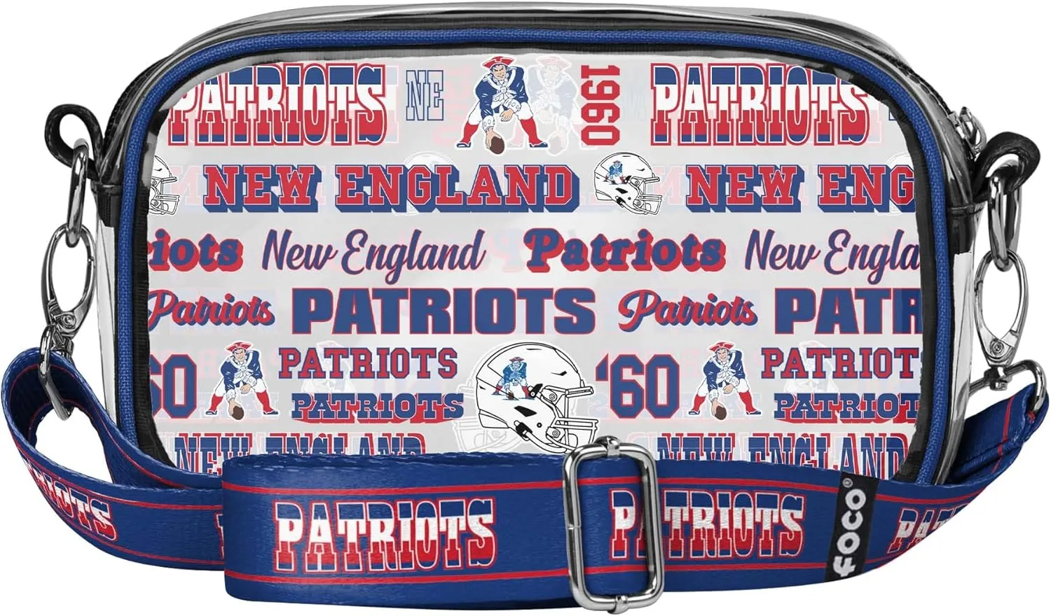 FOCO NFL Team Logo Retro Print Clear Crossbody Bag