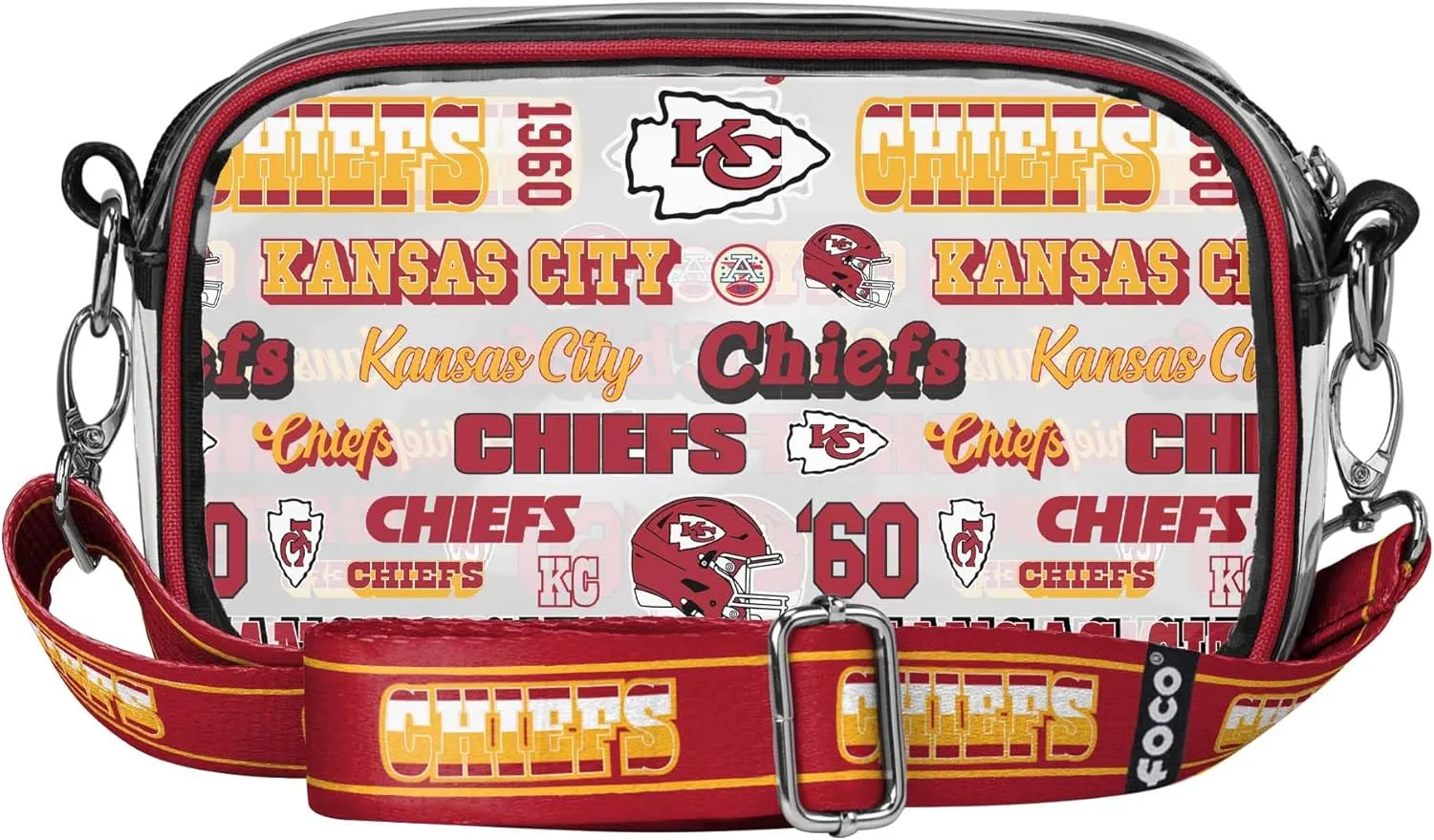FOCO NFL Team Logo Retro Print Clear Crossbody Bag