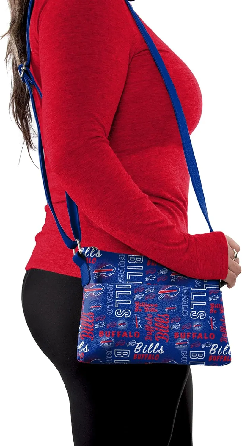 FOCO NFL Team Logo Spirited Style Printed Foldover Tote Crossbody Bag