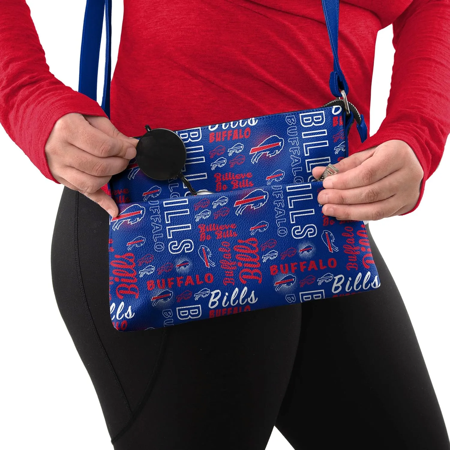 FOCO NFL Team Logo Spirited Style Printed Foldover Tote Crossbody Bag
