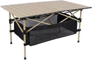Foldable Camping Table, Outdoor Rolling Folding Table, Aluminium Alloy Folding Table, Ultra-lightweight and portable, 3 sizes to choose from, suitable for camping, picnic, BBQ, party(Beige,37.4X21.6X1