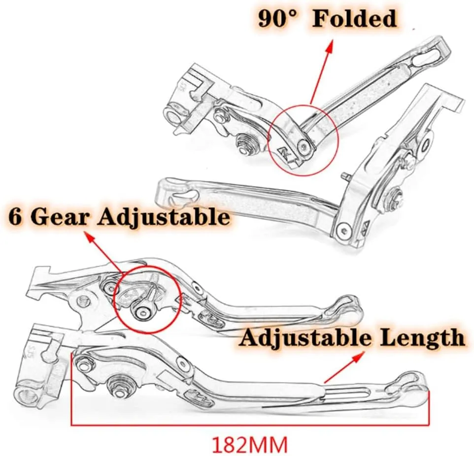 for CFMOTO Ibex 450 Ibex 800/ E/T/S Retractable Foldable Brake Lever Clutch Lever, CNC Aluminum Alloy Made (Red)