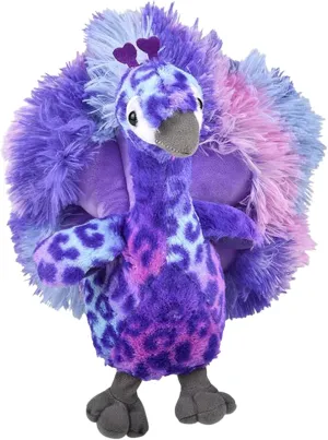 Forest & Twelfth Pastel Stuffed Peacock Plush Toy, 9” Animal Shape Stuffed Soft Toy, Cute Plush Peacock for Party Decorations, Fun Educational Play Toy Birthday Gift for Boys, Girls (Purple)