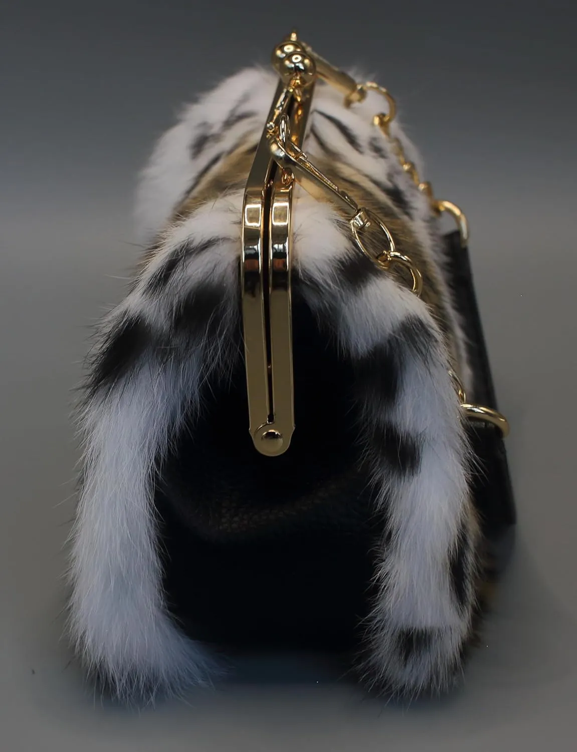 Fosrion Elegant Leopard Print Rex Rabbit Fur Handbag with Interchangeable Straps for Women, Versatile Clutch and Shoulder Bag