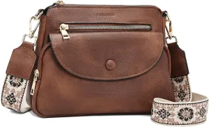 FOXLOVER Crossbody Bags for Women Triple Zip Trendy Vegan Leather Shoulder Purses with Colored Shoulder Strap