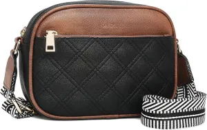 FOXLOVER Quilted Small Crossbody Bags for Women Soft Leather Shoulder Purses with Adjustable Wide Strap