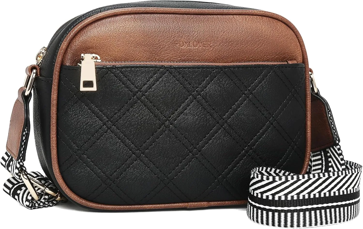FOXLOVER Quilted Small Crossbody Bags for Women Soft Leather Shoulder Purses with Adjustable Wide Strap