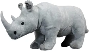 FRANKIEZHOU Realistic Rhino Plush Toy 15" Light Gray, Soft Hugging Toy for Kids, Home Decor