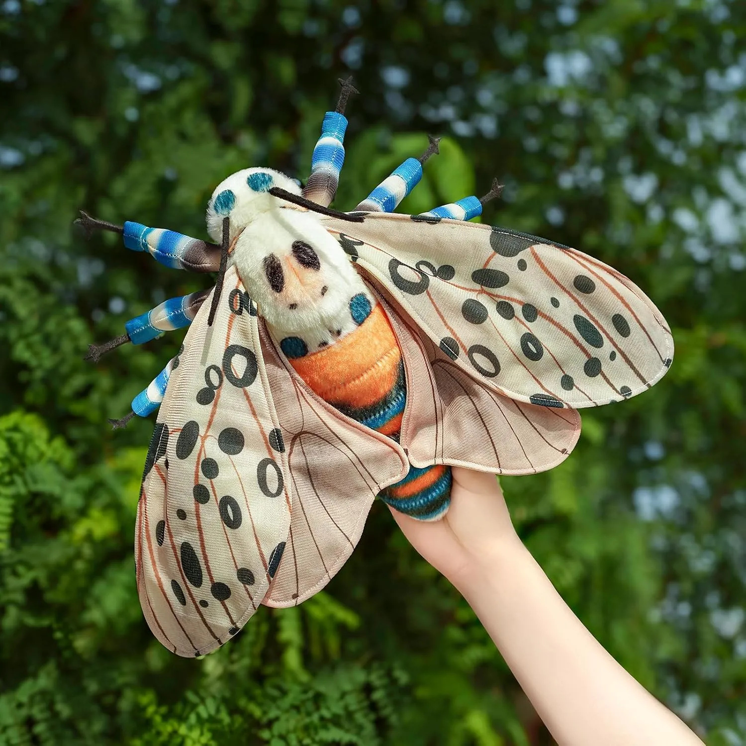 FRANKIEZHOU Simulation Leopard Moth Stuffed Animal - White 15 Inch,Soft Leopard Moth Plush Toy,Moth Toy for Kids, Home Decor, Cuddle Toy