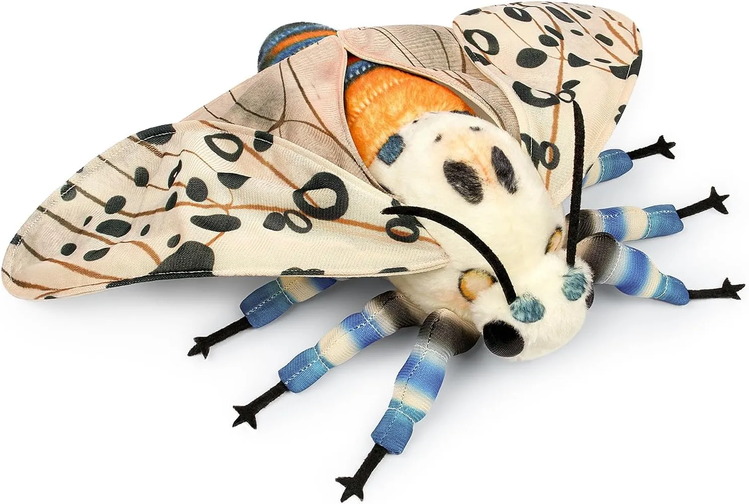 FRANKIEZHOU Simulation Leopard Moth Stuffed Animal - White 15 Inch,Soft Leopard Moth Plush Toy,Moth Toy for Kids, Home Decor, Cuddle Toy
