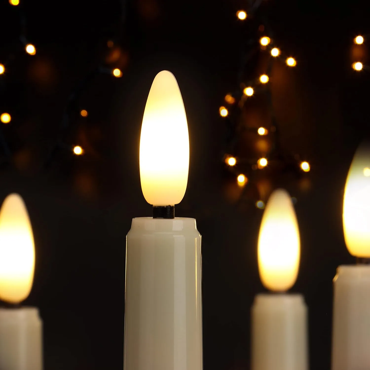 FREEPOWER 9 PCS Flameless Taper Candles Battery Operated, Realistic Flickering Window Candles with Daily Timer, Remote & Suction Cups Included,for Christmas Home Wedding Decor (Ivory)
