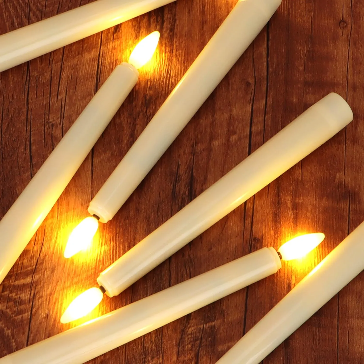 FREEPOWER 9 PCS Flameless Taper Candles Battery Operated, Realistic Flickering Window Candles with Daily Timer, Remote & Suction Cups Included,for Christmas Home Wedding Decor (Ivory)