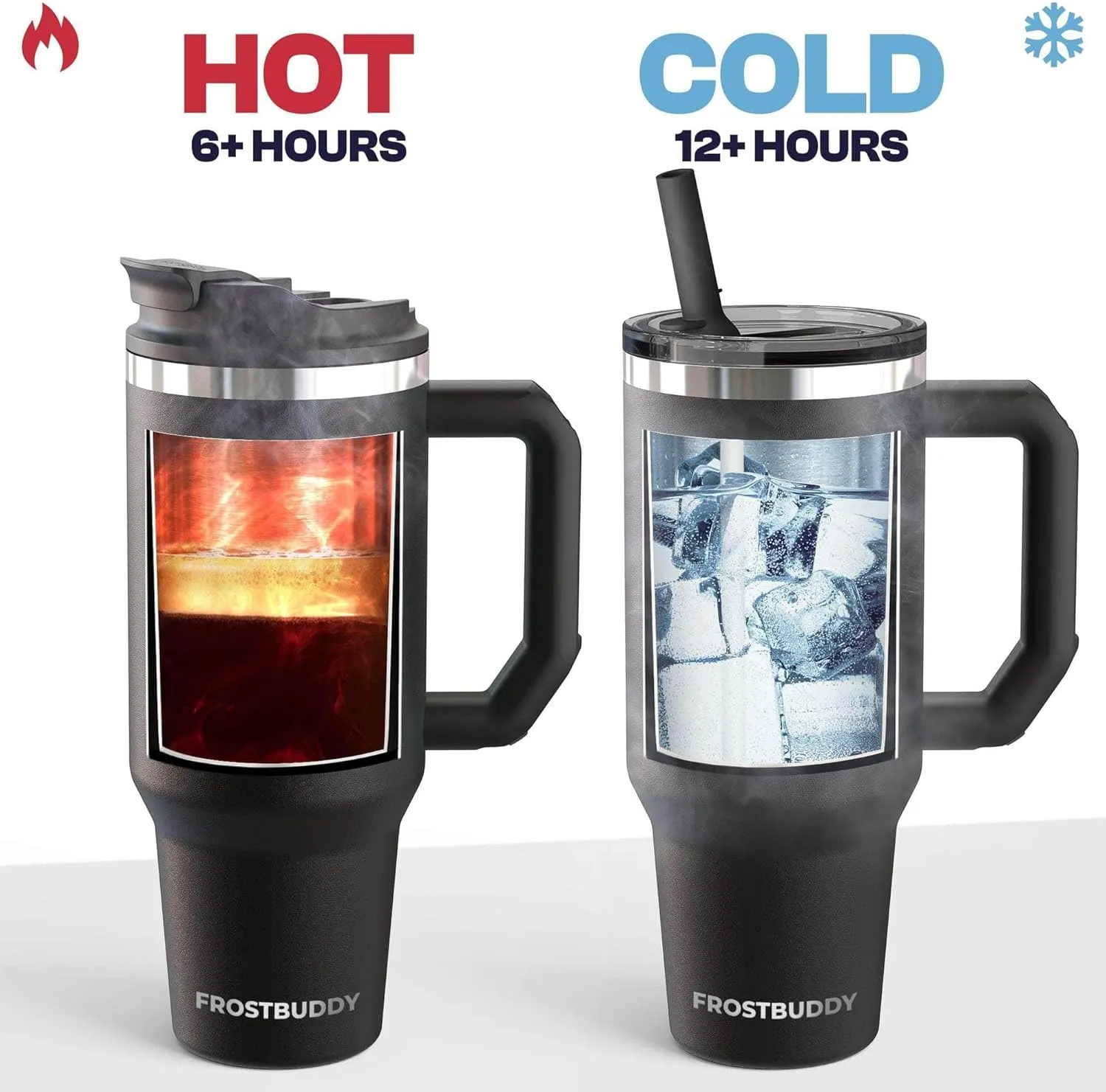 Frost Buddy Thicc Buddy - 40 oz Stainless Steel Vacuum Insulated Tumbler with Lid and Straw for Water - Travel Mug Cupholder Friendly - Gifts for Women Men Him Her (Glow In Dark)