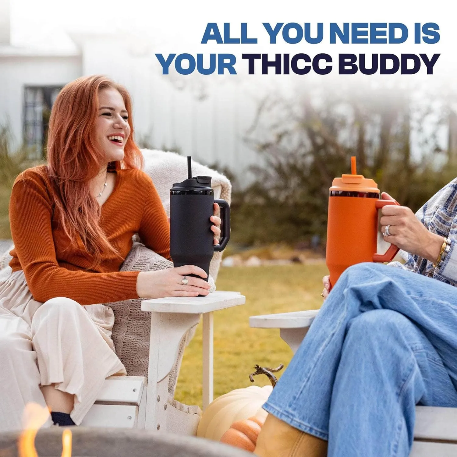 Frost Buddy Thicc Buddy - 40 oz Stainless Steel Vacuum Insulated Tumbler with Lid and Straw for Water - Travel Mug Cupholder Friendly - Gifts for Women Men Him Her (Glow In Dark)