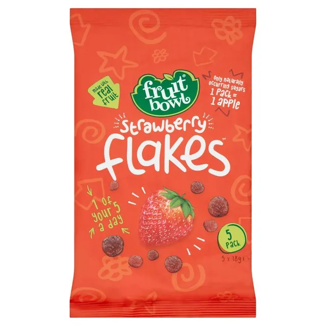 Fruit Bowl Fruit Flakes Strawberry, 5 x 18g Exp: 11/24