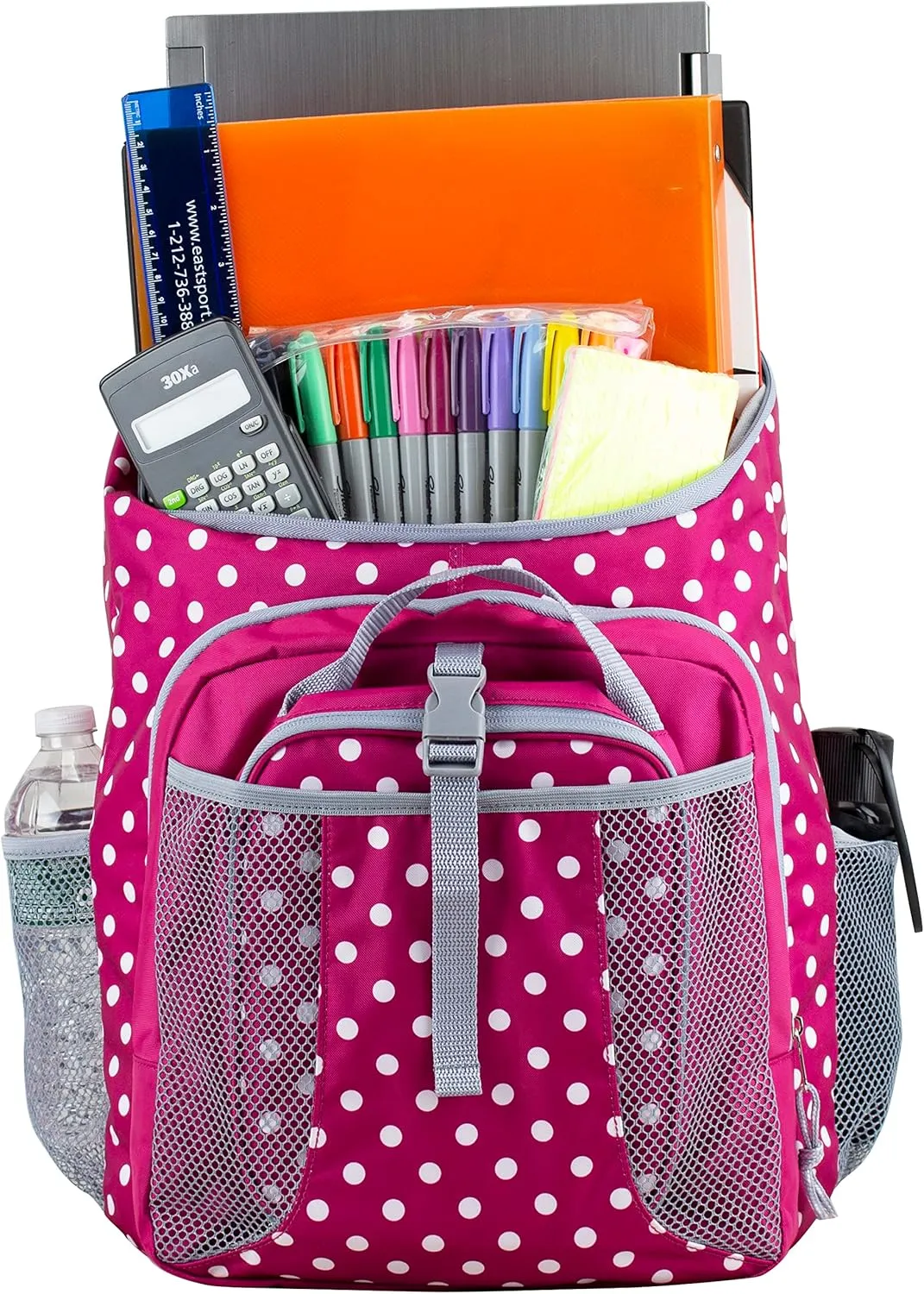 FUEL Lunch Backpack Set Water Resistant Bookbag Bag Soft Reusable Insulated Cooler Lunch Box Thermal Travel Office Lunch Bag, Pink Polka Dots
