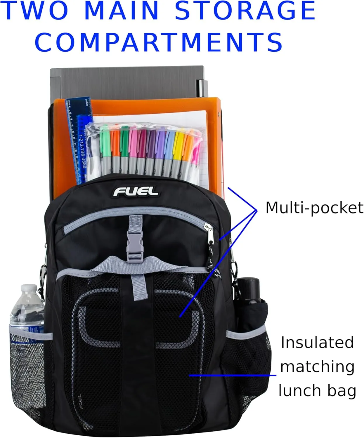 FUEL Travel Backpack Cooler Bag Lunchbox for Work Insulated Cooler Bag Lunch Bag Work Hiking Water Bottle Pockets